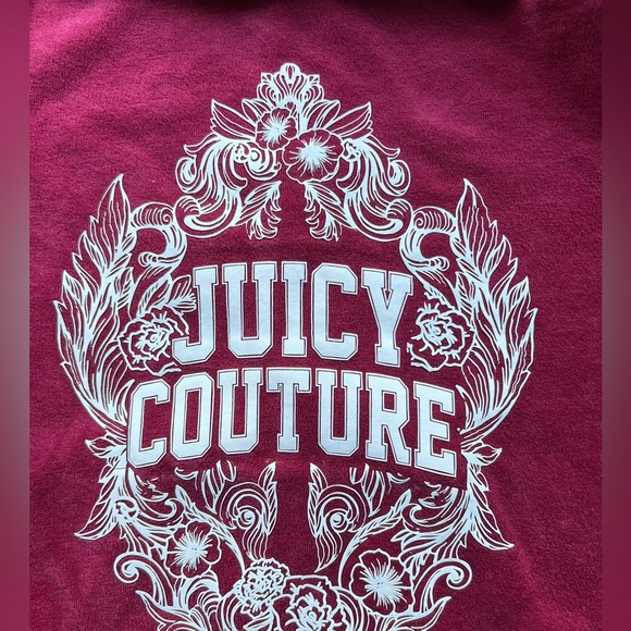 Y2k Juicy Couture Zip up Jacket Velour Burgundy Red Sz XS Logo - Picture 4 of 7